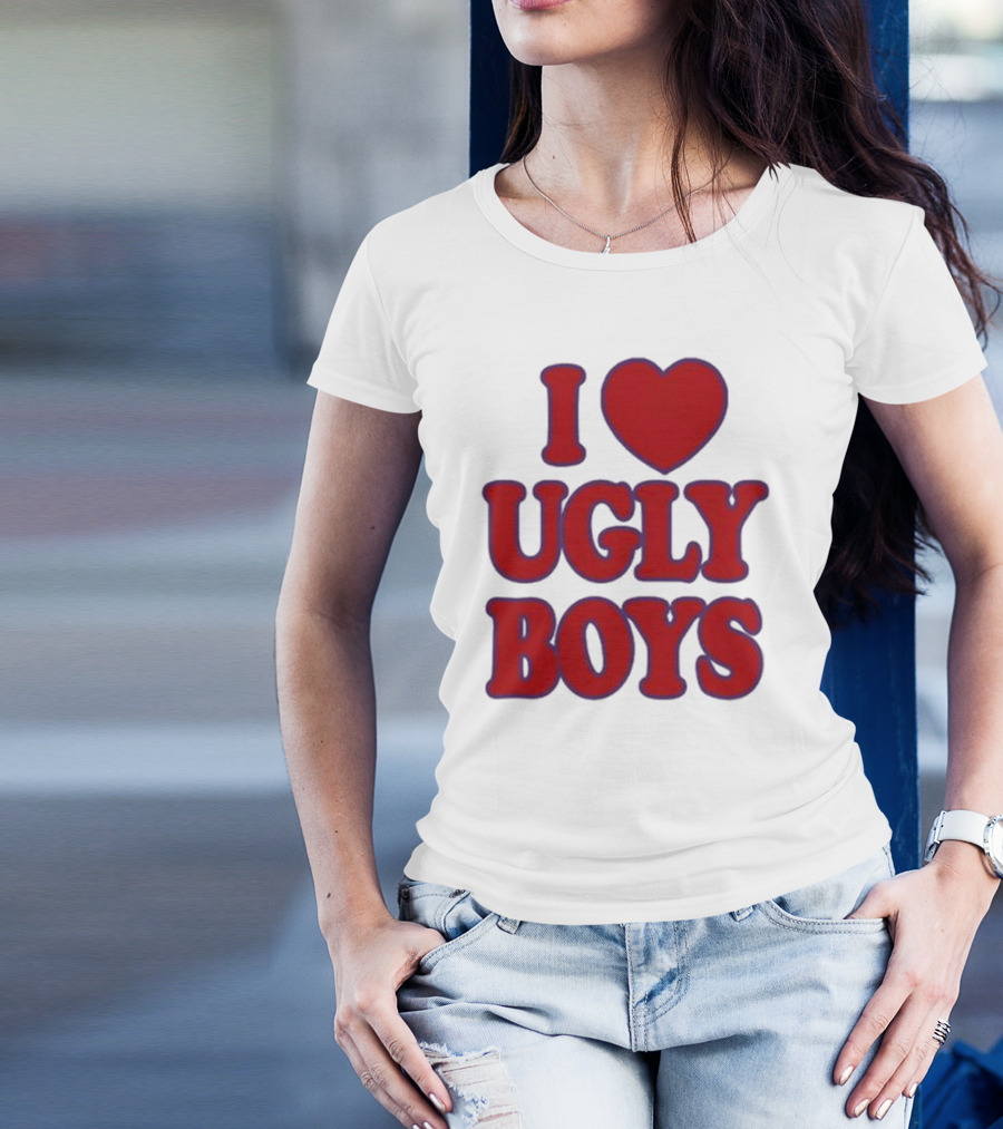 Omar Apollo I Love Ugly Boys Red Text Heart T-Shirt