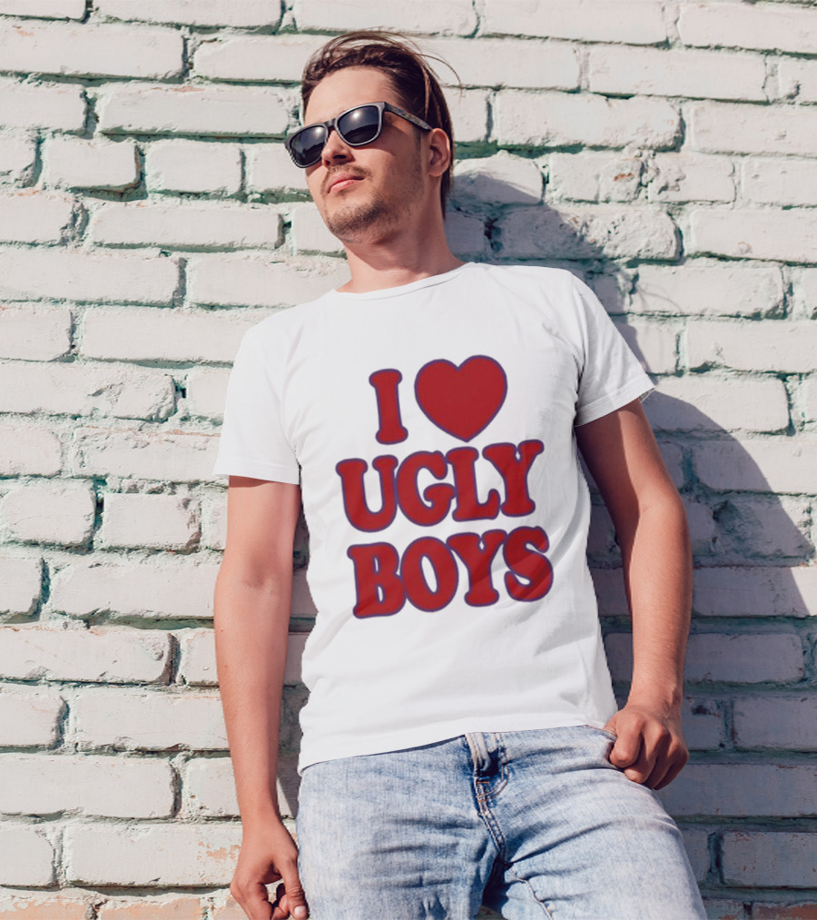 Omar Apollo I Love Ugly Boys Red Text Heart T-Shirt