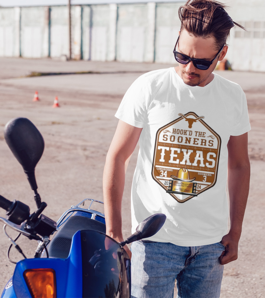 Hook'd The Sooners Texas Longhorns 34 Sooners 3 Red River Rivalry 2024 State Fair Of Texas T-Shirt