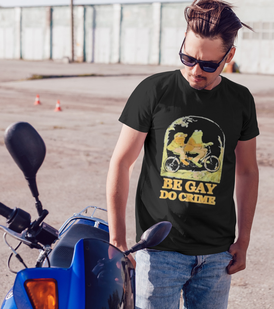 Frogs Be Gay Do Crime Bicycle Adventure T-Shirt