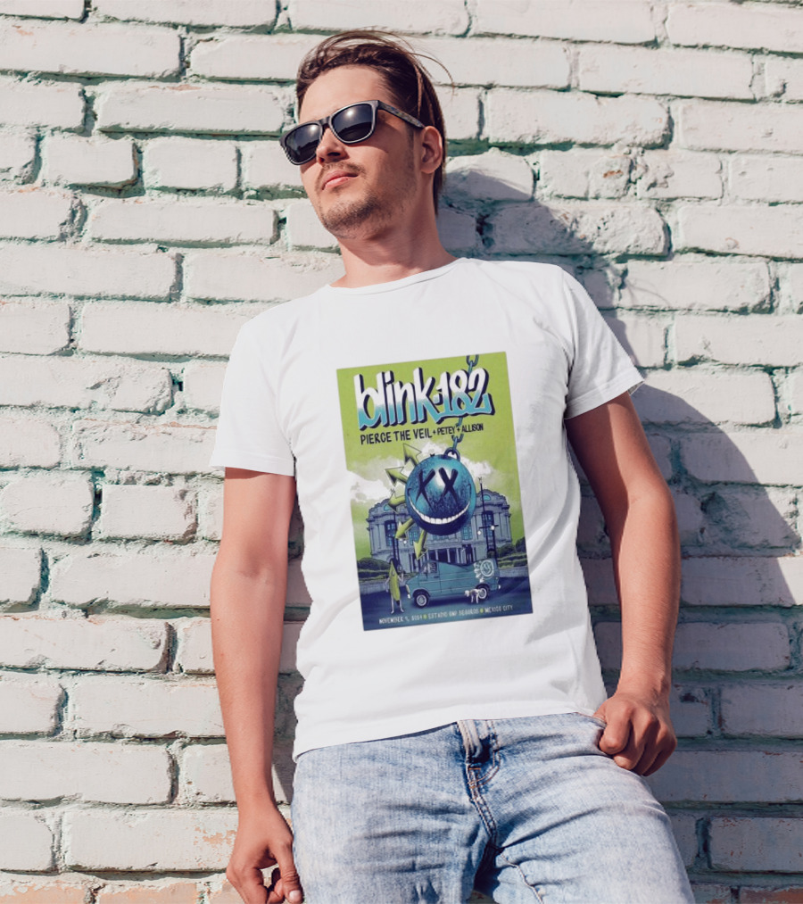 Blink 182 November 9 2024 Mexico City Estadio GNP Seguros Concert With Pierce The Veil Petey Allison T-Shirt