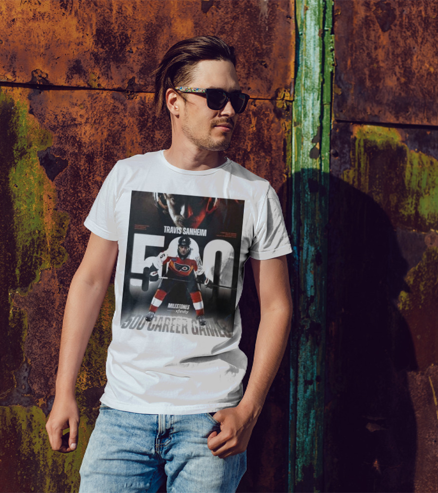 Travis Sanheim Philadelphia Flyers 500 Career Games Milestone NHL T-Shirt