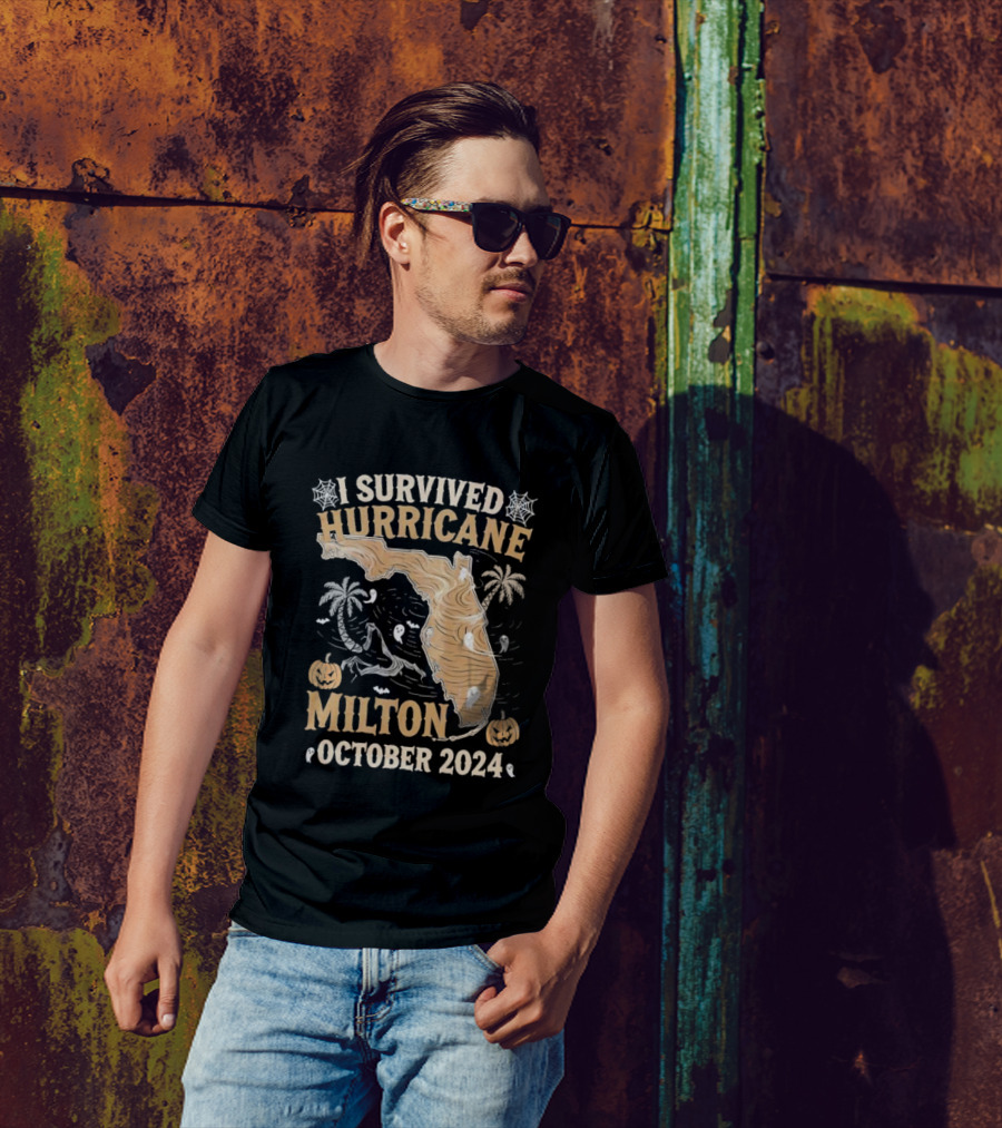 I Survived Hurricane Milton October 2024 With Ghosts And Pumpkins T-Shirt