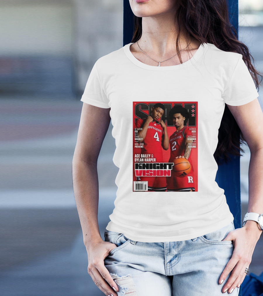 Rutgers Scarlet Knights Slam 253 Knight Vision Ace Bailey Dylan Harper T-Shirt