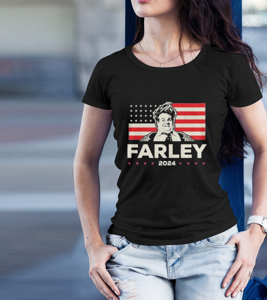 Farley 2024 Stars And Stripes Campaign Poster With Flag Background T-Shirt