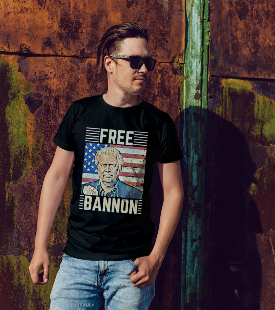 Free Bannon American Flag Political T-Shirt