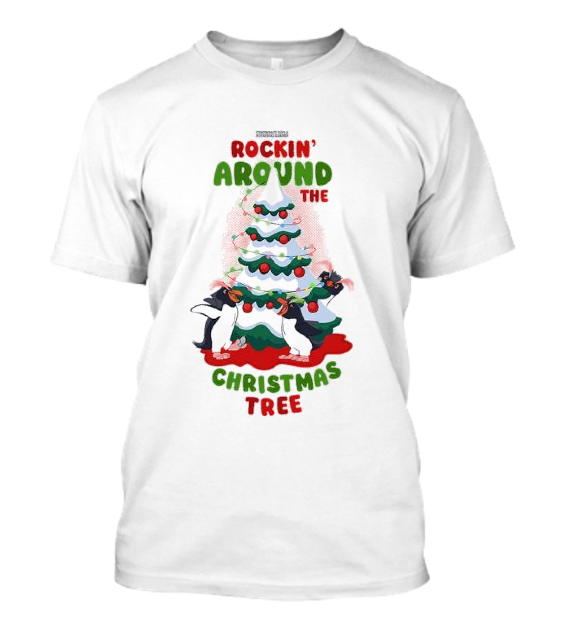 Rockin’ Around The Christmas Tree Cincinnati 2024 Penguins Dancing Holiday Scene T-Shirt