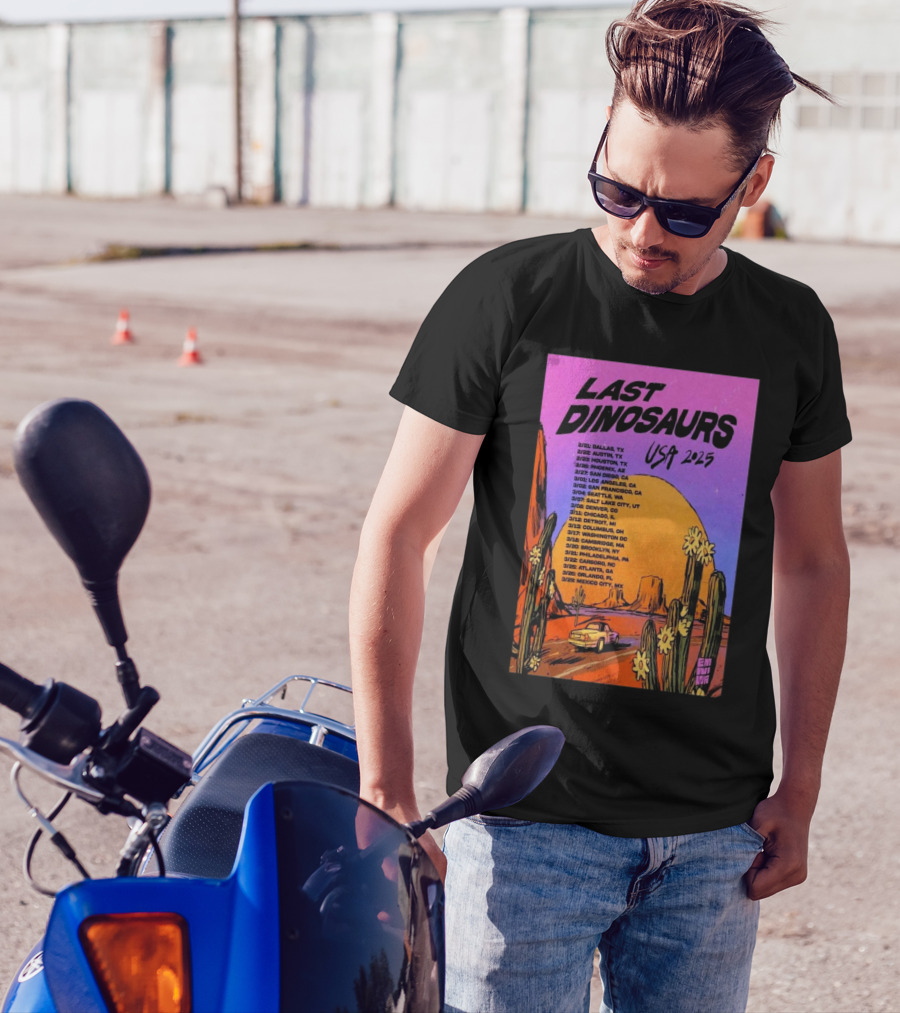 Last Dinosaurs USA Tour 2025 With Dates And Locations Desert T-Shirt