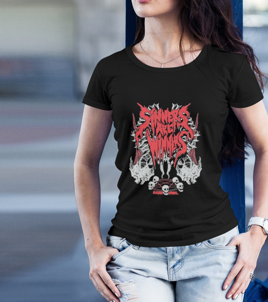 Sinners Are Winners Skull Spines Murder T-Shirt