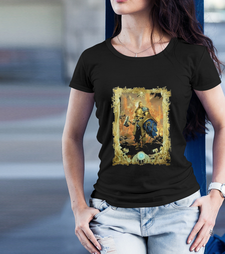 Stormcast Eternals Liberator With Hammer And Broken Shield In Ornate Frame T-Shirt