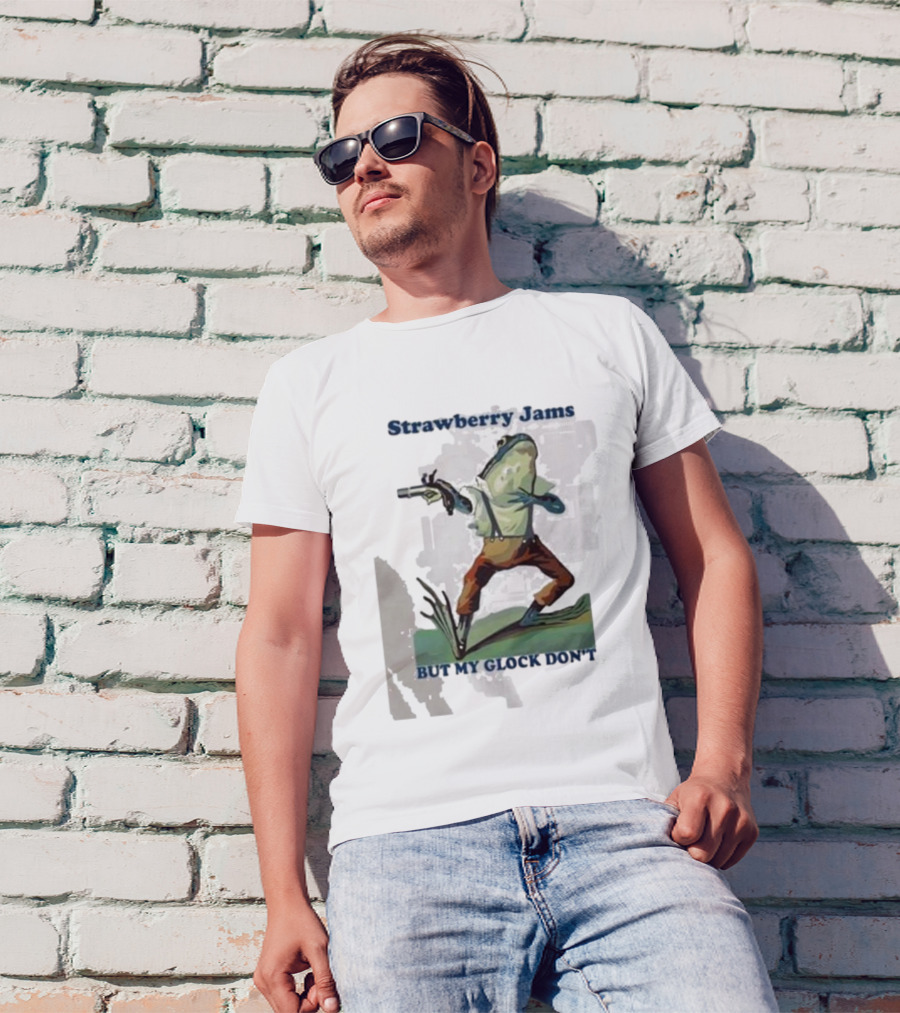 Strawberry Jams But My Glock Don't Frog With Gun T-Shirt