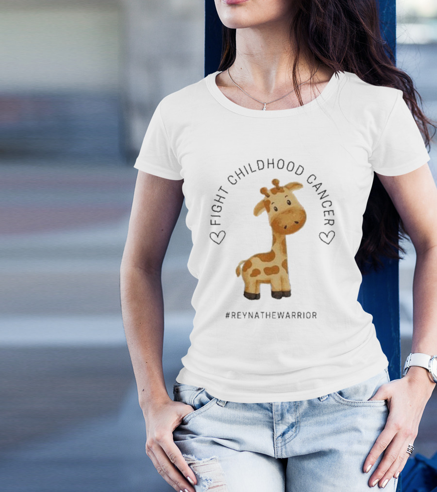 Fight Childhood Cancer Reyna The Warrior Giraffe Hearts T-Shirt