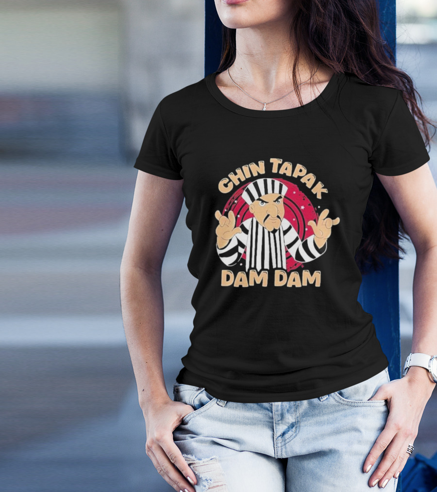 Chin Tapak Dam Dam Cartoon Villain With Stripes And Stars T-Shirt