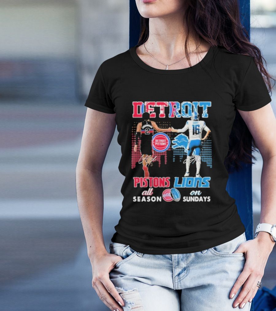 Detroit Pistons Lions All Season On Sundays T-Shirt