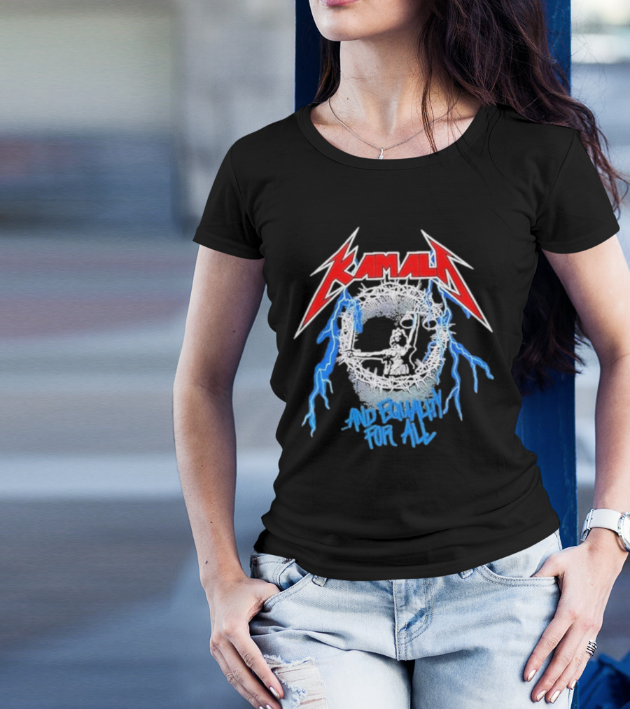 Kamala Rock Style And Equality For All Lightning Statue T-Shirt