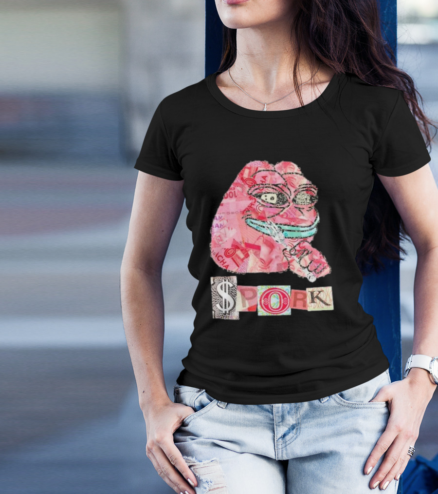 Pauly Spork Frog With Collage Pattern And Iconic Symbolism T-Shirt