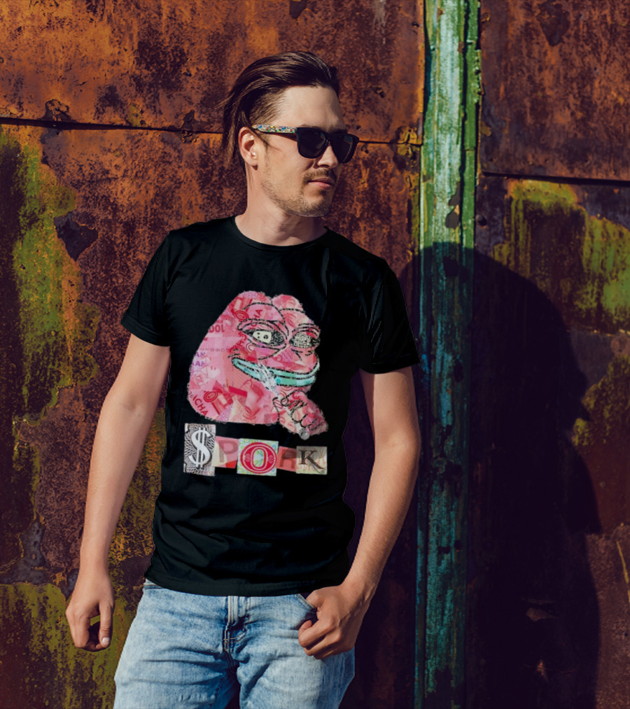 Pauly Spork Frog With Collage Pattern And Iconic Symbolism T-Shirt