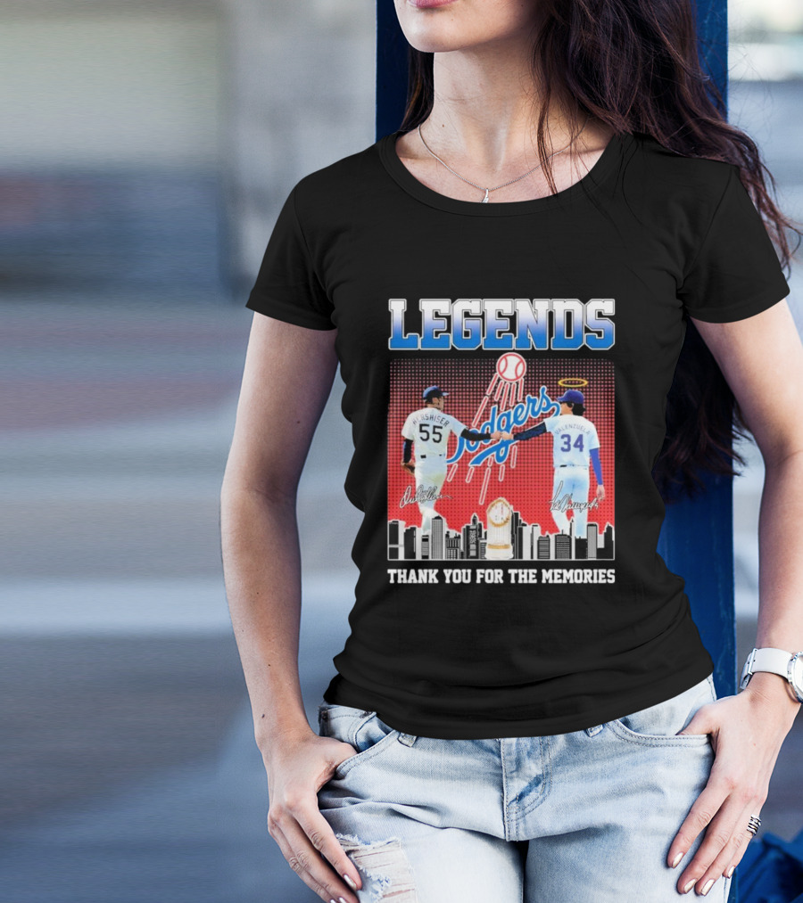 Legends Dodgers Orel Hershiser Fernando Valenzuela Thank You For The Memories T-Shirt
