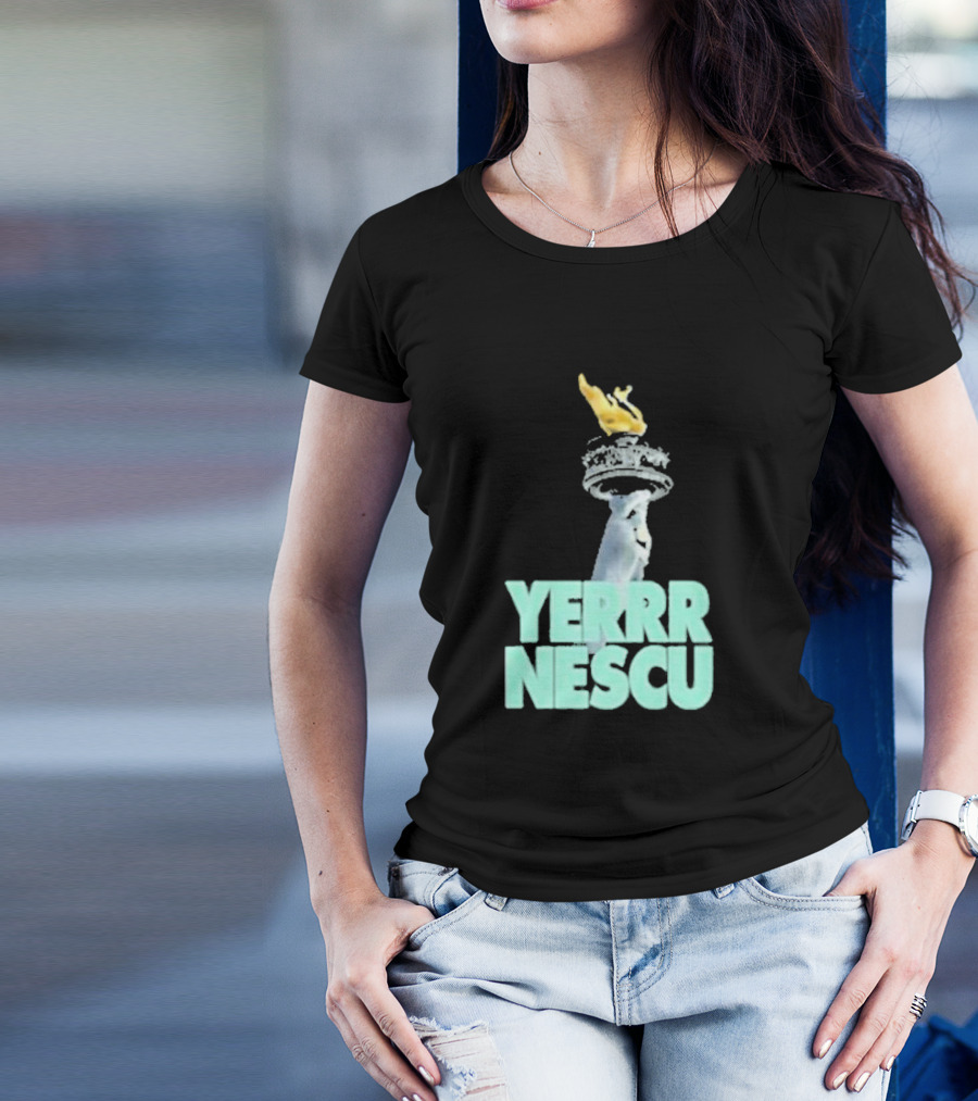 Sabrina Rocking The YERRR NESCU Statue Of Liberty Torch Flame T-Shirt