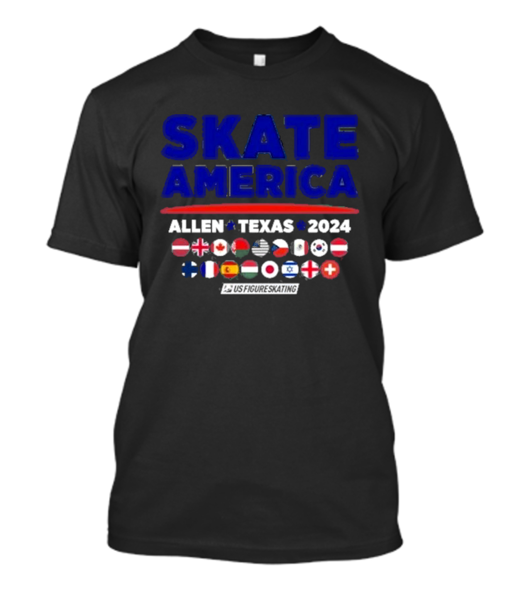 Skate America 2024 Allen Texas US Figure Skating International Flags Display T-Shirt