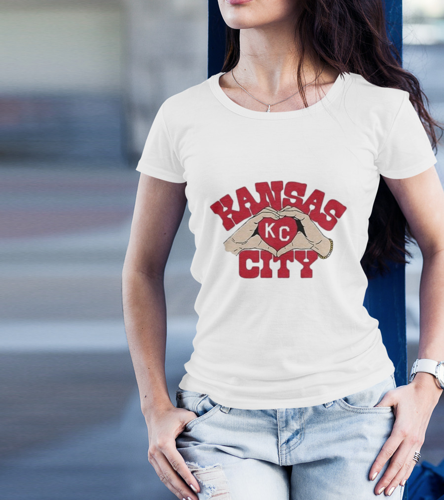 Kansas City KC Heart Hands Charlie Hustle Adults T-Shirt