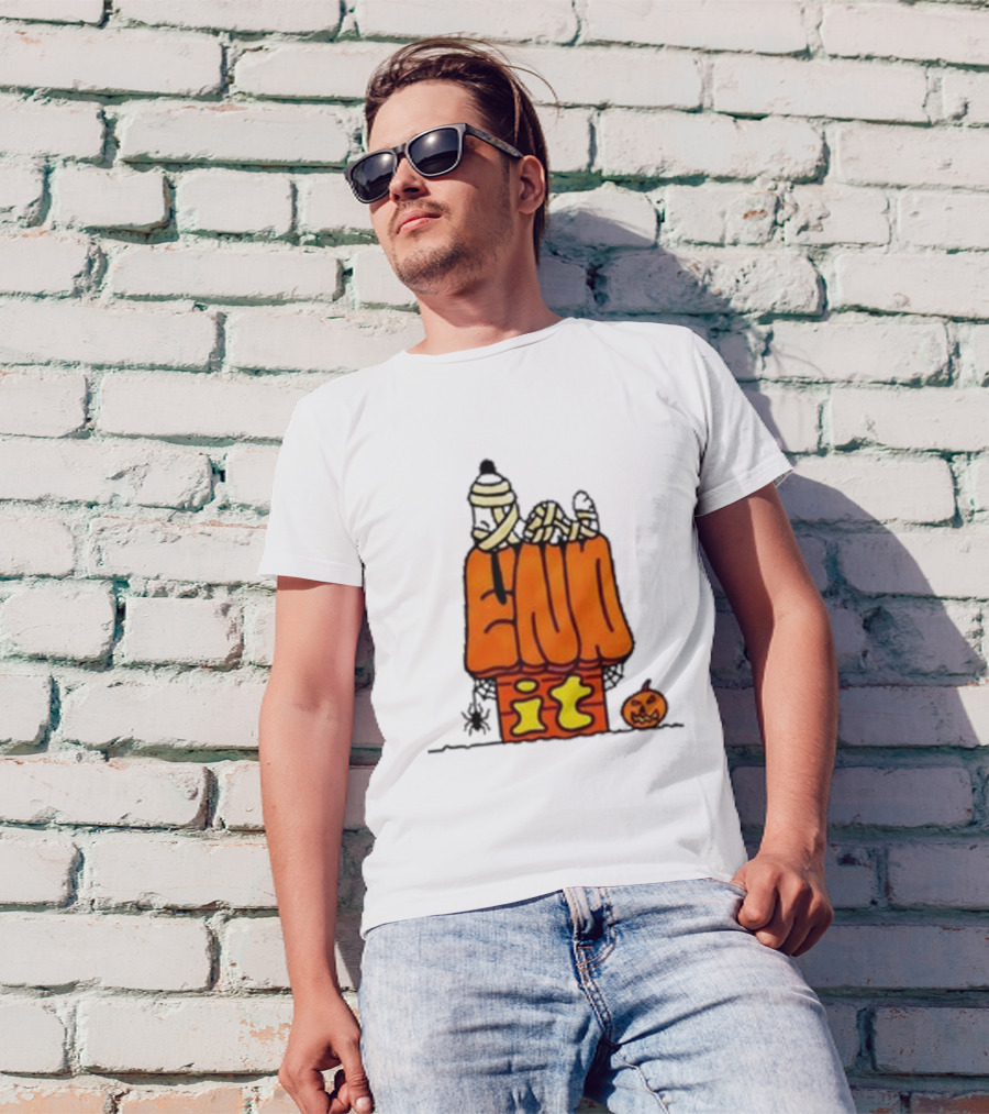 Pistachio Gallery End It Halloween Mummy Doghouse Pumpkin T-Shirt