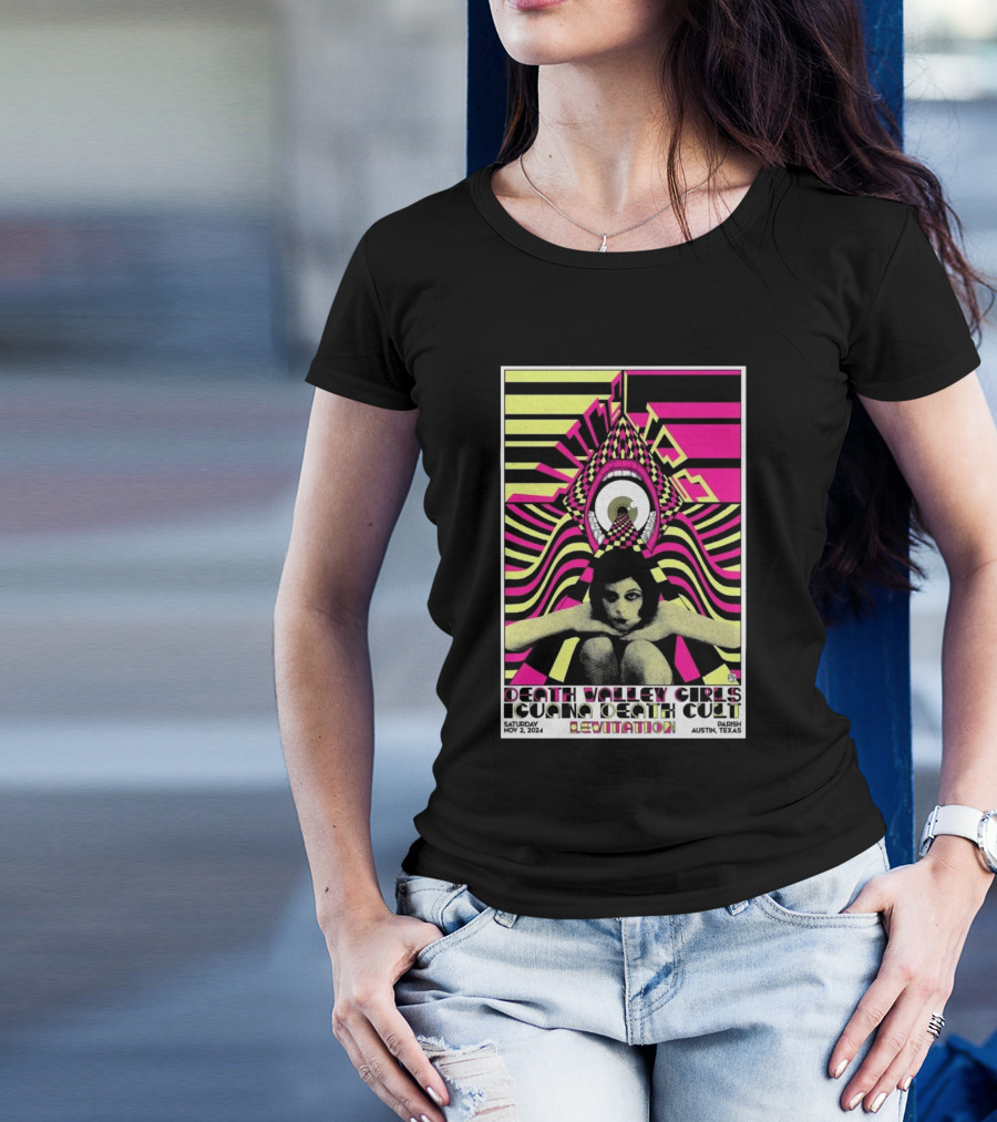 Wine Lips Death Valley Girls Iguana Death Cult Levitation Nov 2 2024 Parish Austin Texas T-Shirt