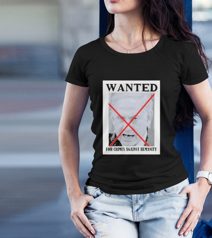 Wanted For Crimes Against Humanity Washington Babylon Poster Style Red Crossed T-Shirt