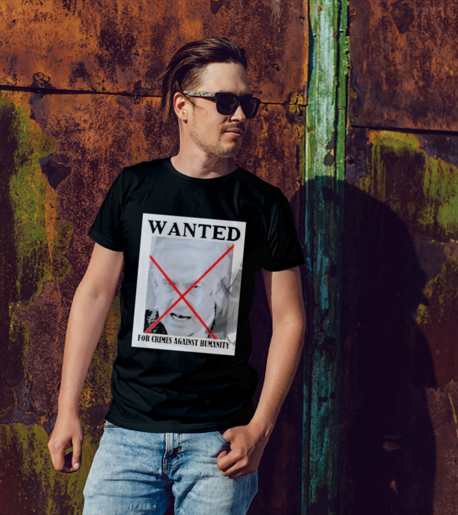 Wanted For Crimes Against Humanity Washington Babylon Poster Style Red Crossed T-Shirt