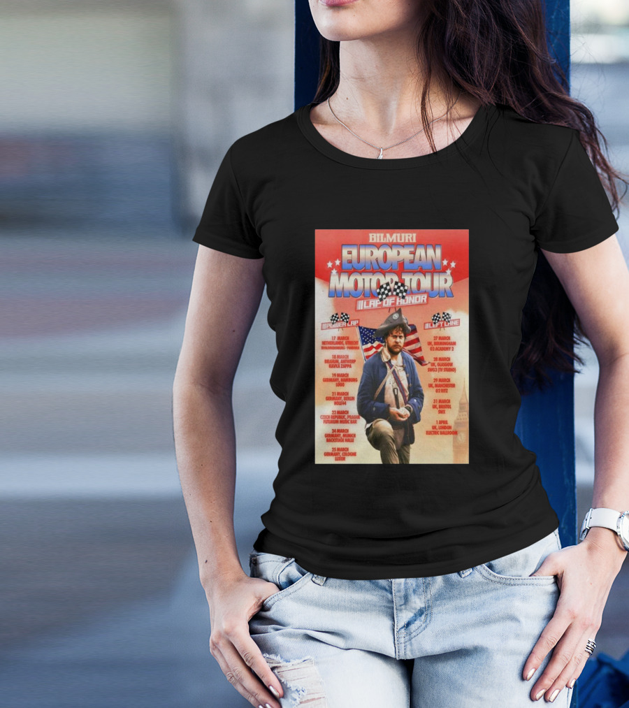 Bilmuri European Motor Tour 2025 Lap Of Honor Mar-Apr Checkered Flags And Historical T-Shirt