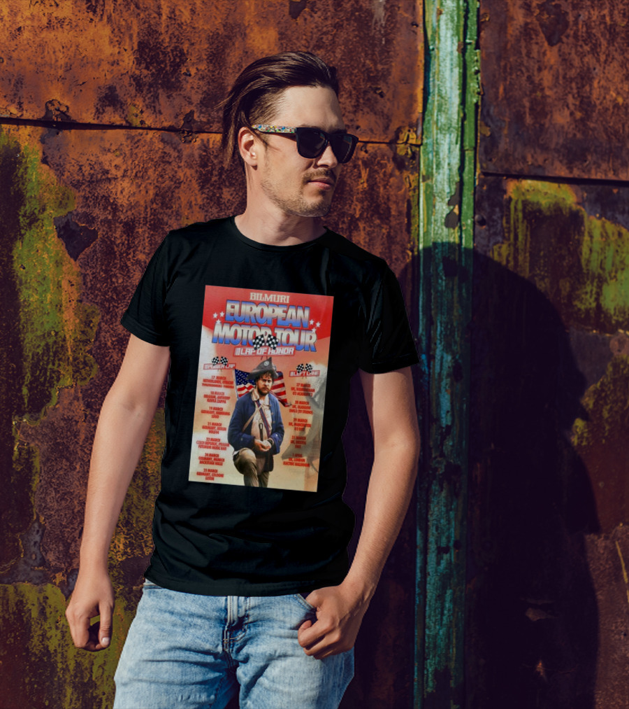 Bilmuri European Motor Tour 2025 Lap Of Honor Mar-Apr Checkered Flags And Historical T-Shirt