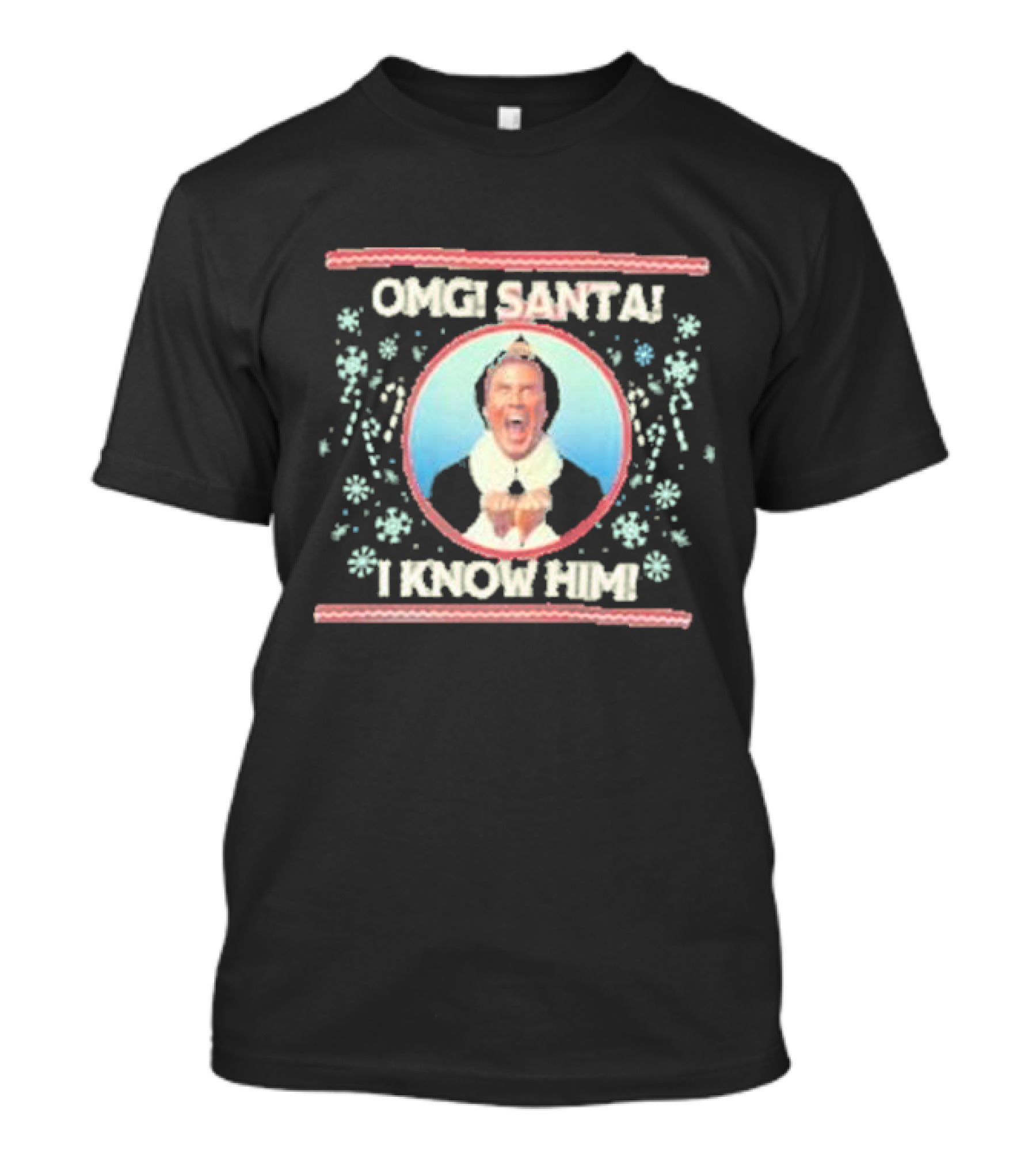 Kelly Green Buddy The Elf Omg Santa I Know Him Merry Christmas T-Shirt