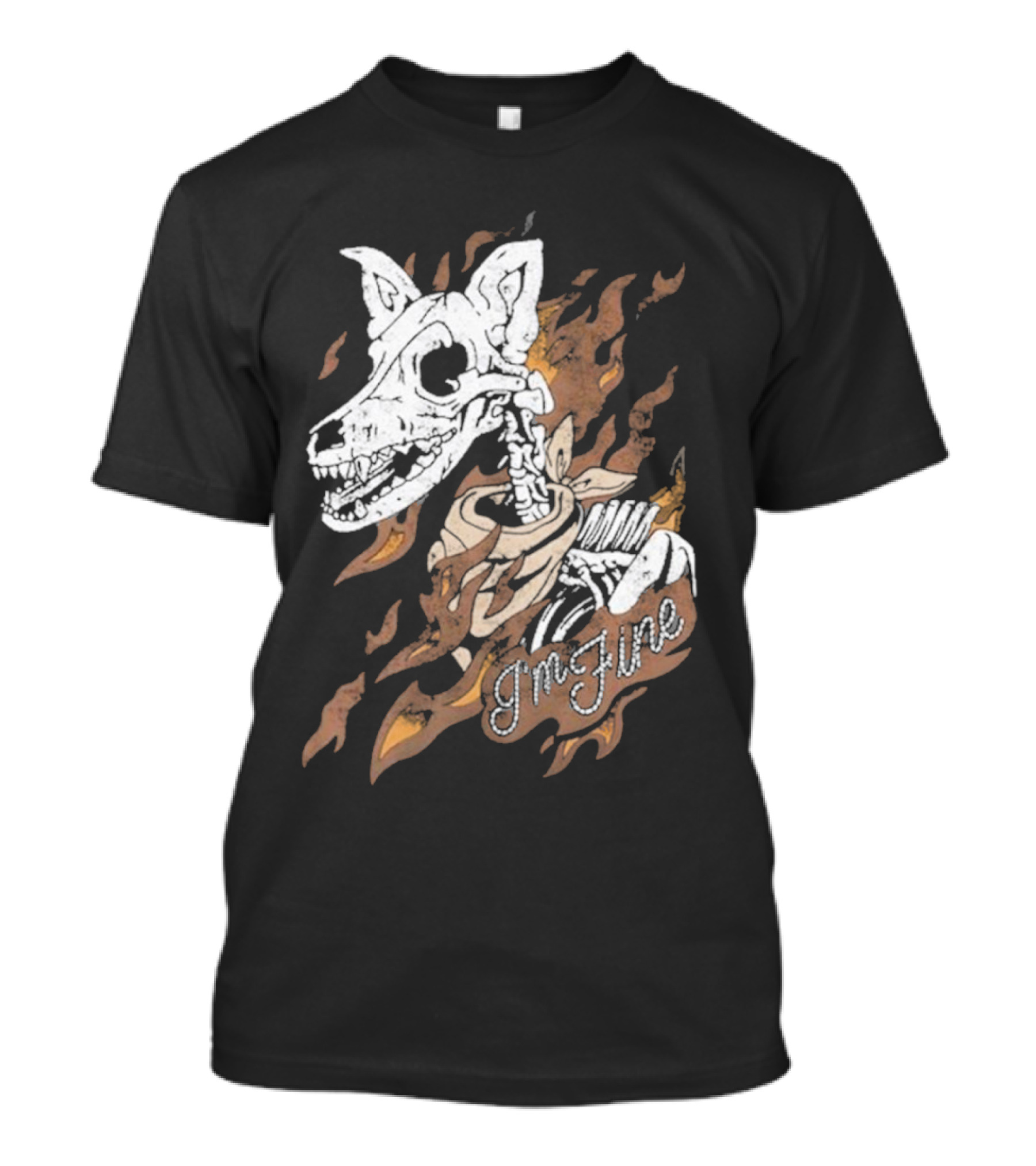 Otto By Kris I’m Fine Skeleton Dog Flames T-Shirt