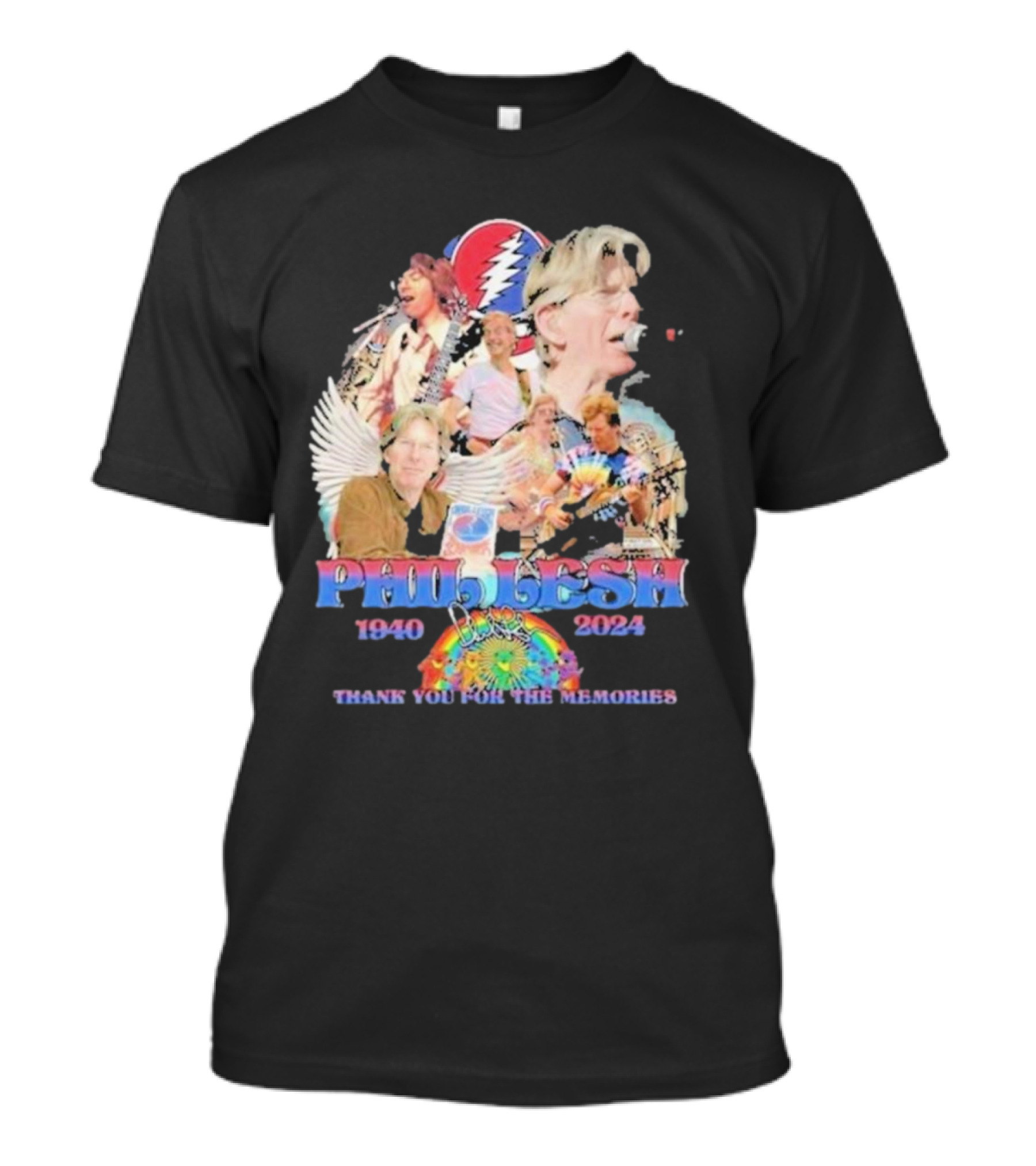 Phil Lesh 1940-2024 Thank You For The Memories Grateful Dead Tribute With Iconic Steal Your Face And Tie-Dye T-Shirt