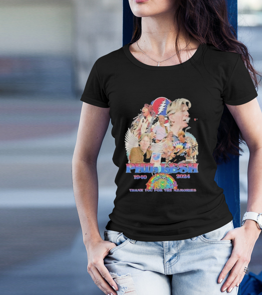 Phil Lesh 1940-2024 Thank You For The Memories Grateful Dead Tribute With Iconic Steal Your Face And Tie-Dye T-Shirt