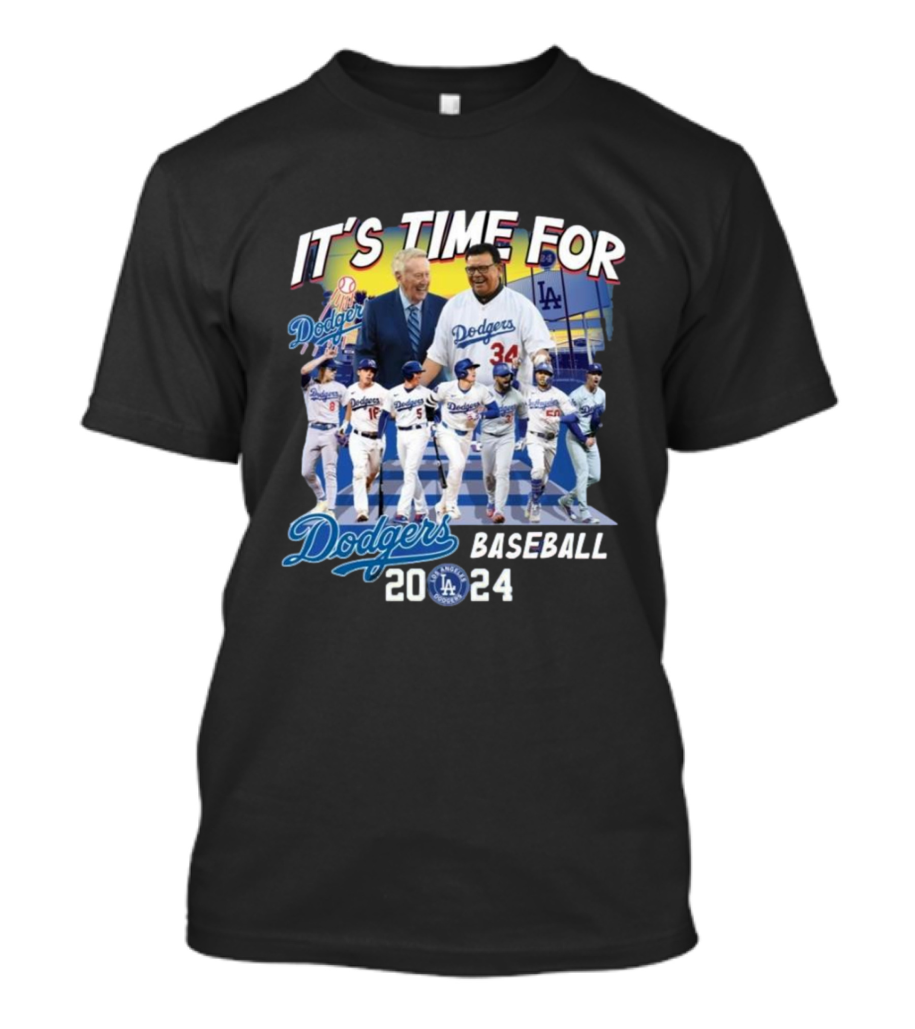 It's Time For Dodgers Baseball Vin Scully Fernando Valenzuela 2024 LA Dodgers T-Shirt
