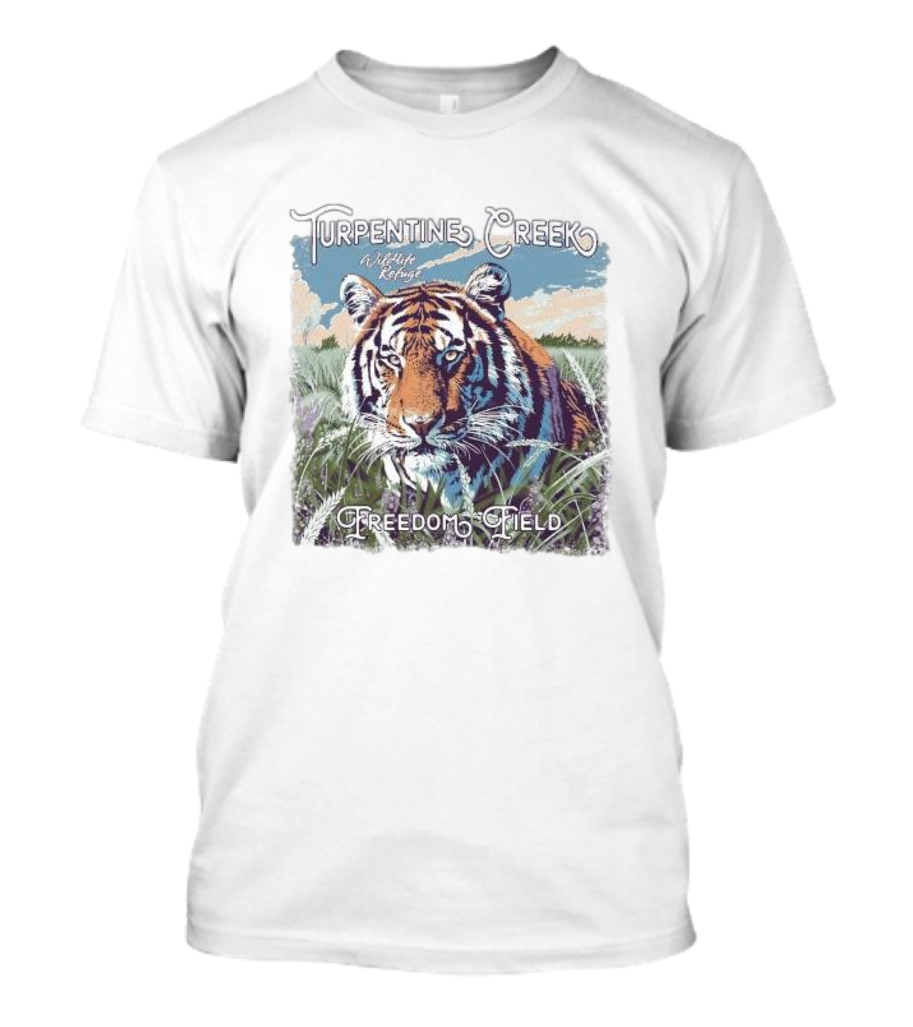Turpentine Creek Wildlife Refuge Freedom Field Tiger In Grasslands T-Shirt