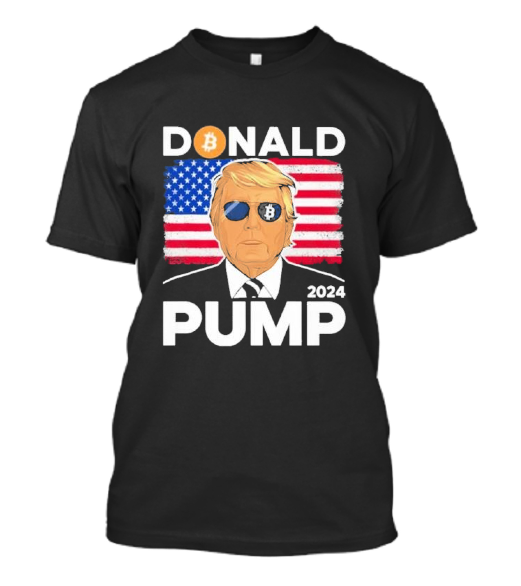 Donald Pump Bitcoin Trump 2024 Crypto American Flag T-Shirt
