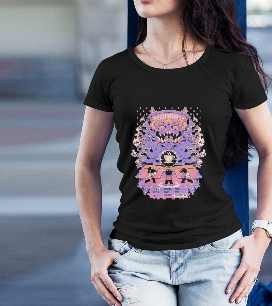 Monday Coffee Battle Monster Skill Cookie Milk Tea Coffee 3X T-Shirt