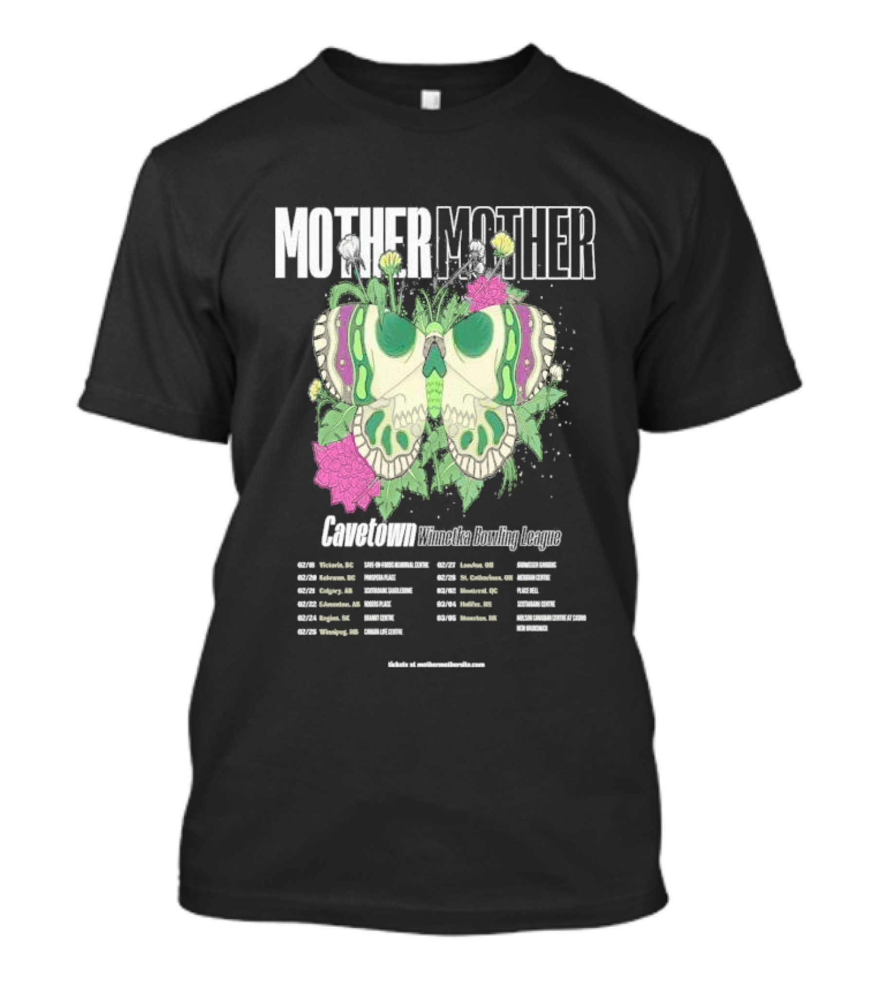 Mother Mother Cavetown Winnetka Bowling League Tour Dates Butterfly Floral T-Shirt