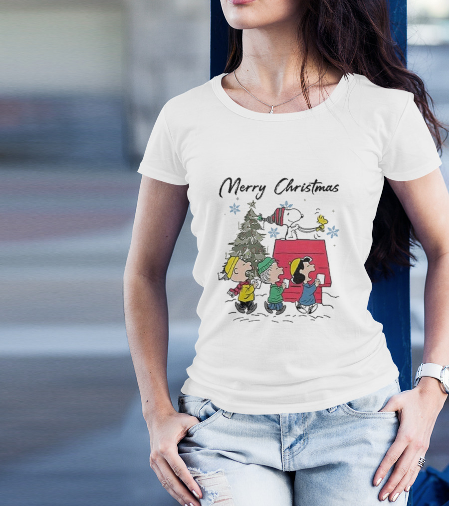 Merry Christmas Snoopy And Friends Winter Scene T-Shirt