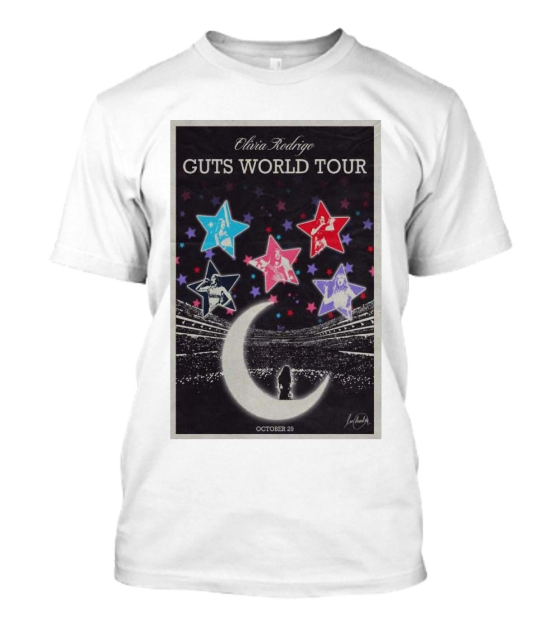Olivia Rodrigo Guts World Tour October 29 Five Stars Moon Stadium T-Shirt