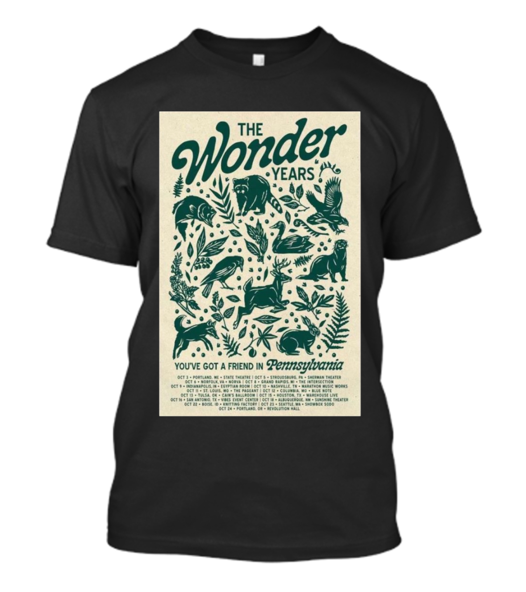 The Wonder Years You've Got A Friend In Pennsylvania 2024 Tour Dates Wildlife T-Shirt