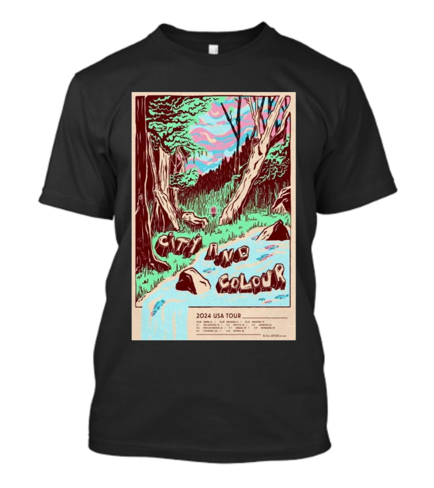 City And Colour Serene Nature Scene 2024 USA Tour T-Shirt