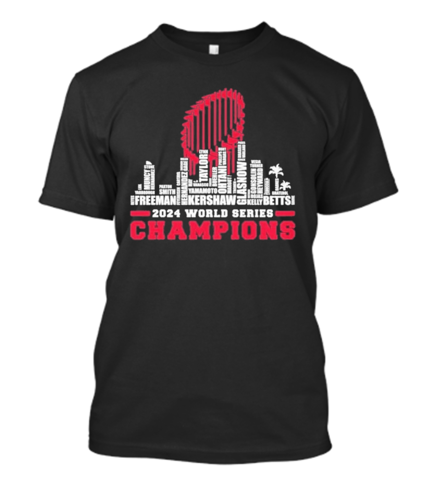 Los Angeles Dodgers 2024 World Series Champions Kershaw Freeman Betts Skyline T-Shirt