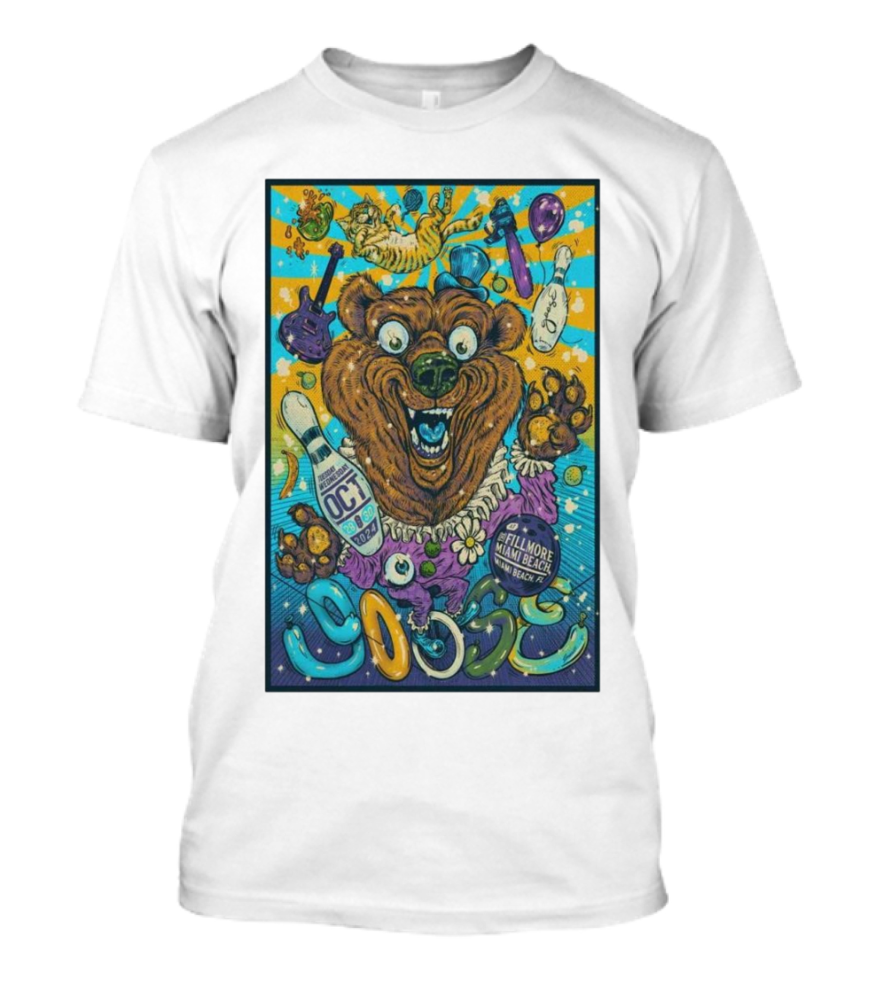 Goose Tour Fillmore Miami Beach October 29-30 2024 Bear Bowling T-Shirt