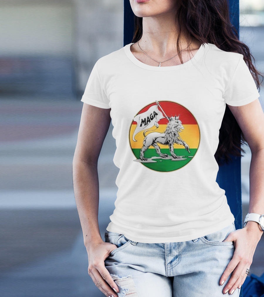 Kali Fontanilla MAGA Lion Red Gold Green Flag T-Shirt
