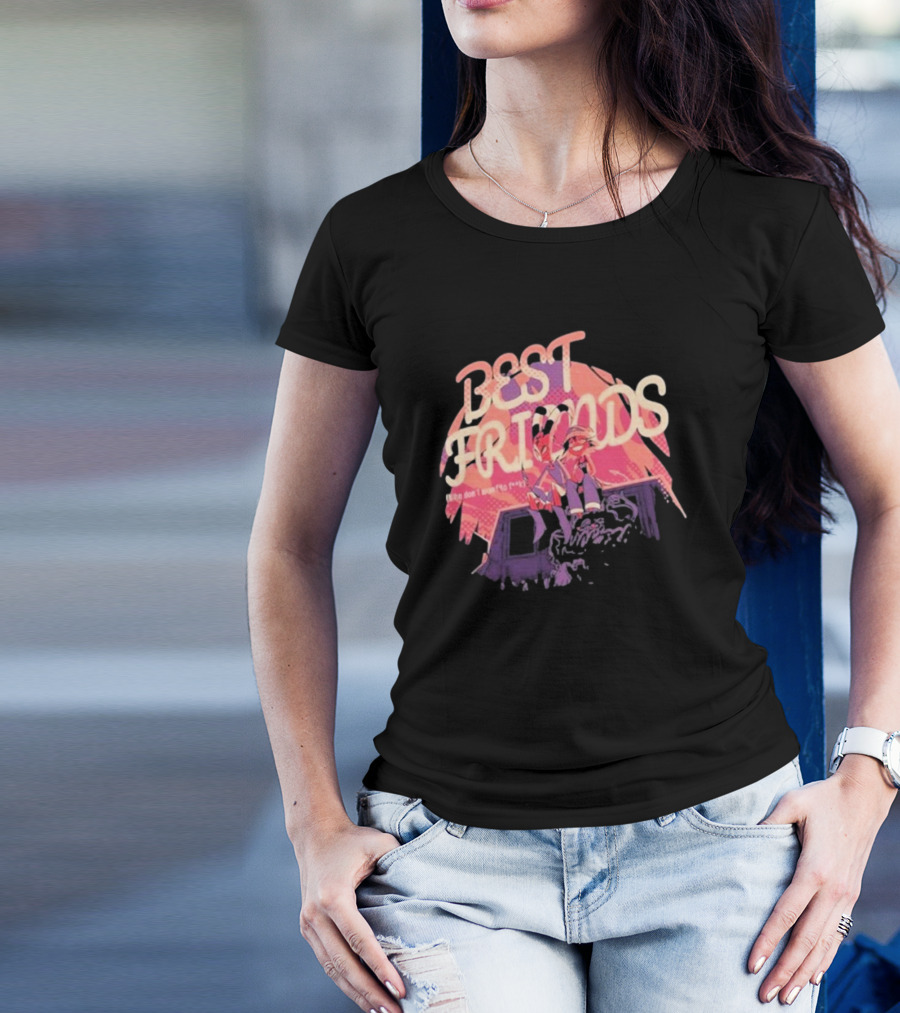 Best Friends Retro Sunset Skateboarding Duo T-Shirt