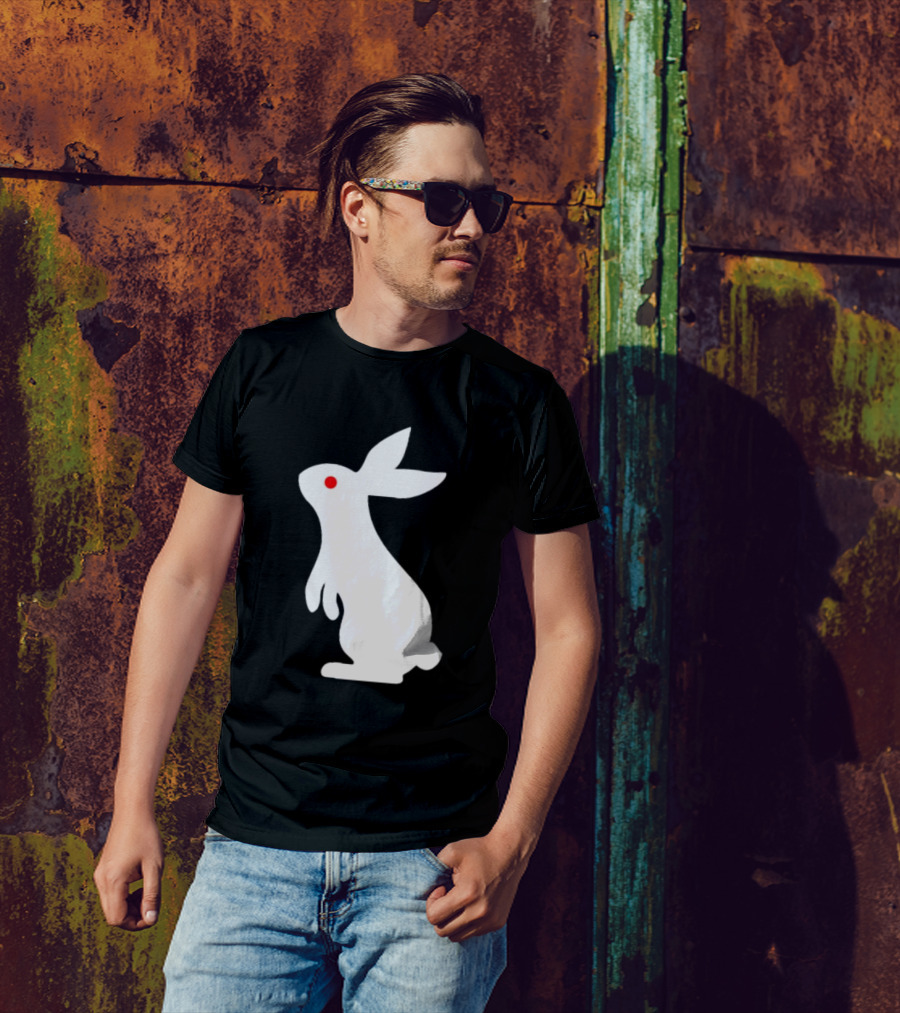 Rabbit Feed Your Head White Rabbit Red Eye T-Shirt
