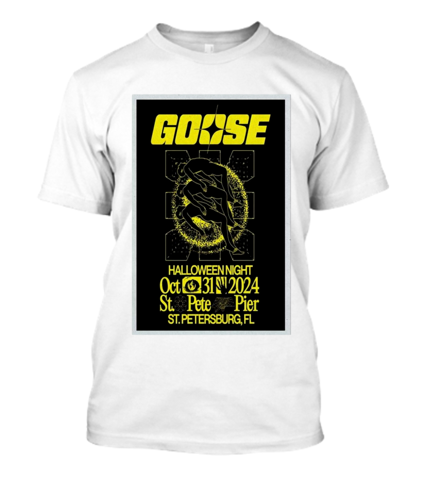 Goose Halloween Night Oct 31 2024 St Pete Pier St Petersburg FL Yellow Cosmic T-Shirt